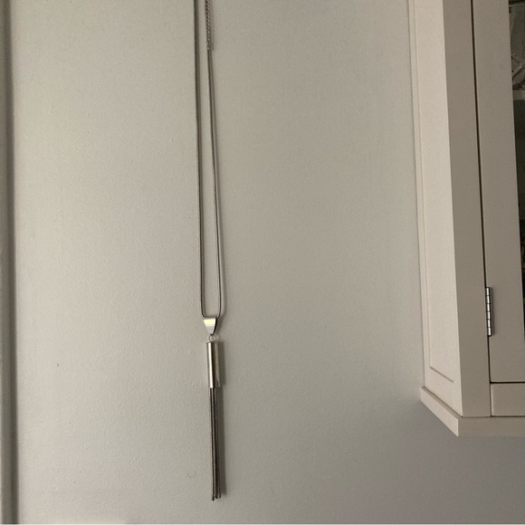 Long Silver Tassel  Fringe Necklace - Picture 4 of 6